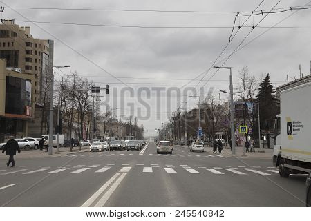 Views Of The City. Crossroads Of The Stefan Cel Mare Avenue And The S.lazo Street In Chisineu Moldov