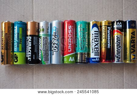 Aa Batteries Of Many Different Brands