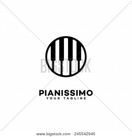 Pianissimo Logo, Label Template Design. Vector Illustration.