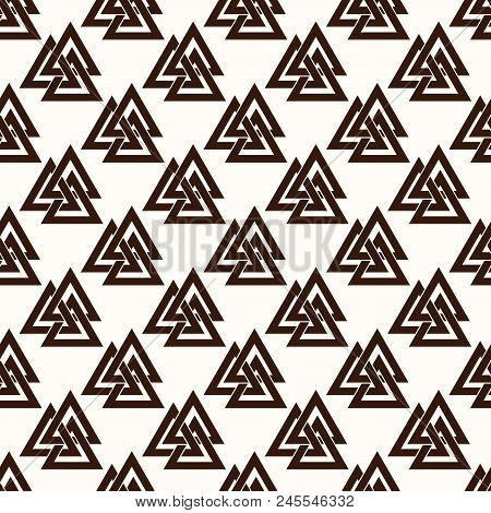 Seamless Pattern From The Crossed Triangles.  Endless Texture For Textile Design. Sacred Sign Of Vik