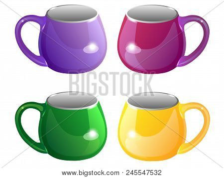 Cups. A Set Of Cups. Multicolored Cups For Tea
