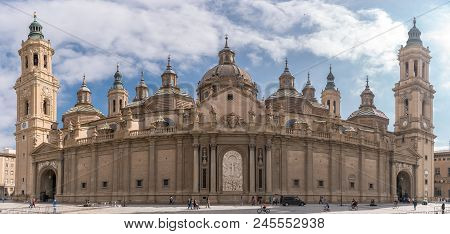 Basilica Cathedral Pilar Zaragoza Aragon Spain Gigapan, Facade Entrance