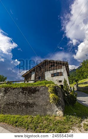 View At Heididorf Of Maienfeld In Switzerland