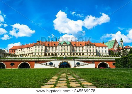 Warsaw, Poland - July 16, 2017: The Royal Castle In Warsaw. View From The Back Side. Sunny Summer Da
