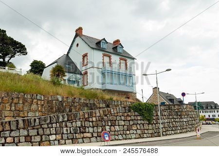 Rural Two Storey House Exteriour, Summer Outdoors Morgat, France, 29 May 2018.
