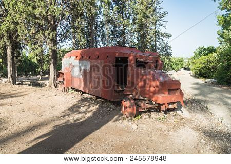 The Remains Of The Defeated Fighting Vehicles Of The Hagana - The Idf - Ambushed During The War Of I