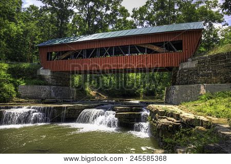 The Helmick Mill Covered Bridge In Ohio