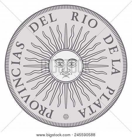 Early Argentinian Silver Coin With Sun Of May, Issued In The Name Of The United Province Of The Rive