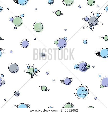 Seamless Space Background With Unknown Planets, Undiscovered Deep Cosmos Fantastic And Breathtaking 