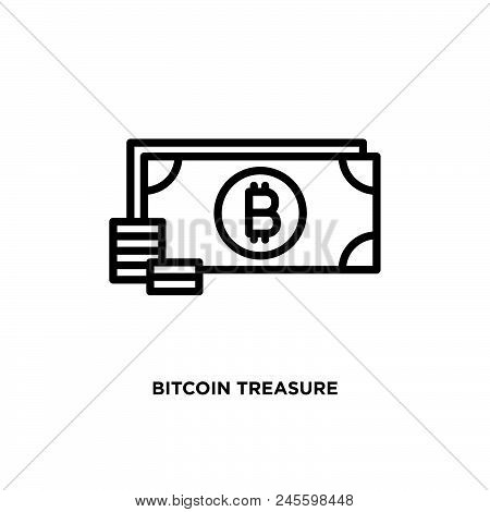 Bitcoin Treasure Vector Icon On White Background. Bitcoin Treasure Modern Icon For Graphic And Web D