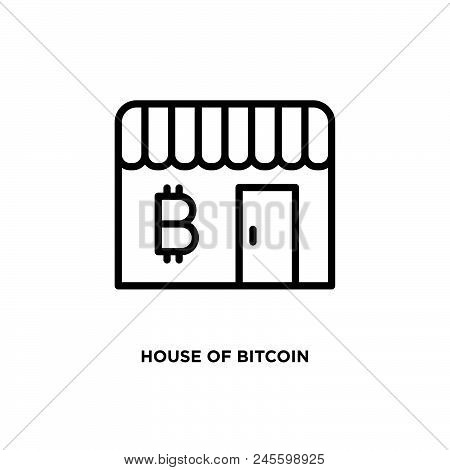 House Of Bitcoin Vector Icon On White Background. House Of Bitcoin Modern Icon For Graphic And Web D