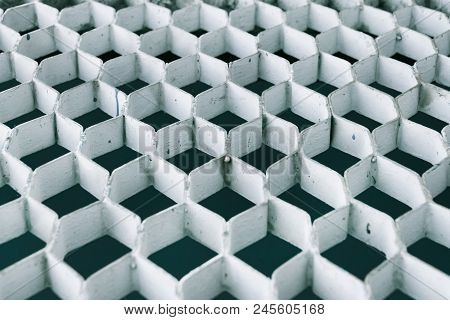 The Texture Of The Lattice Of The Silver Floor, The Light Passes Through The Lattice, The Background