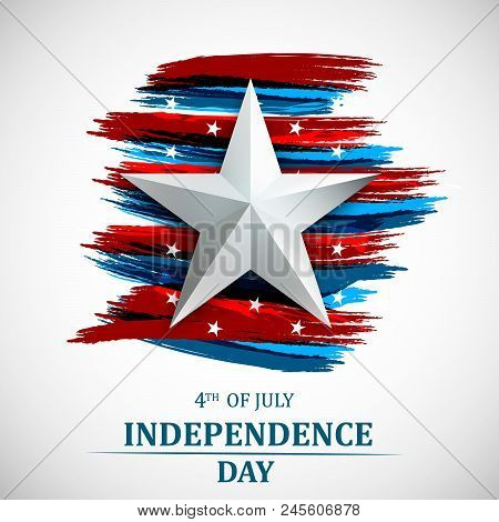 Happy 4th Of July, Usa Independence Day. Fourth Of July Greeting Card Template.