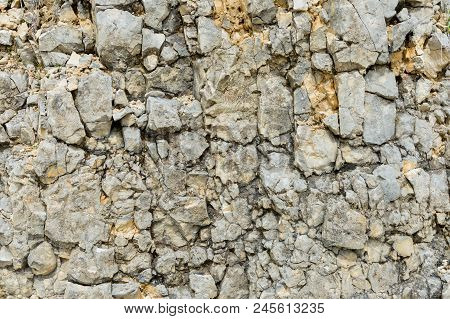 Textured Stone Background Rubble Ballast In Natural Form In The Rock Wall.