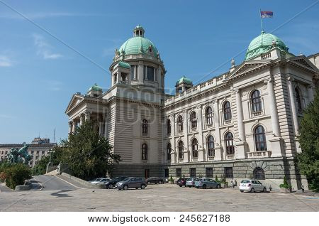 The House Of The National Assembly Of Serbia Is Located On Nikola Pasic Square,  Belgrade, Serbia