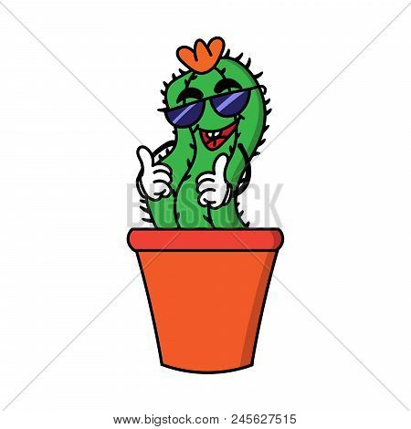 Colorful Cartoon Party Cactus Character Vector Illustration