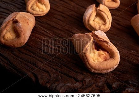 Cookies With Cottage Cheese - Sochnik On Wooden Desk. Classic Colors.