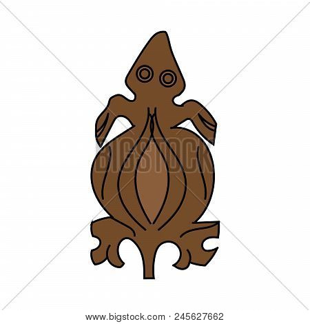 Vector Illustration Of Stylized Little Brown Turtle