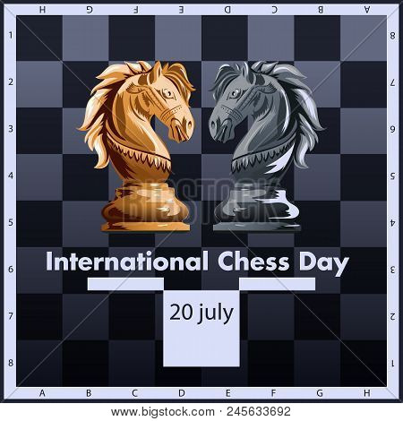 International Chess Day Vector Illustration With Two Chess Pieces. July 20.