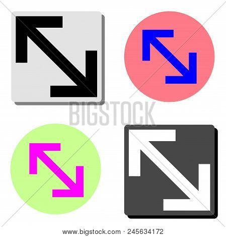 Expand Arrow. Simple Flat Vector Icon Illustration On Four Different Color Backgrounds