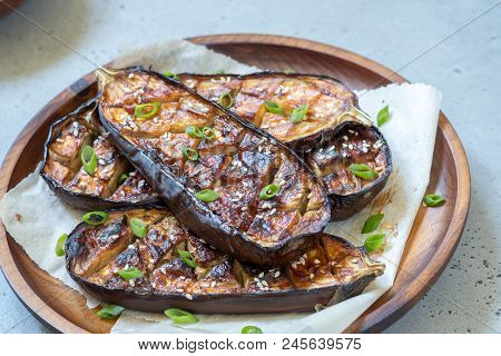 Grilled Eggplant With Miso Glaze Or Nasu Dengaku. Japanese Food