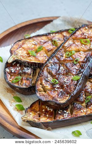Grilled Eggplant With Miso Glaze Or Nasu Dengaku. Japanese Food