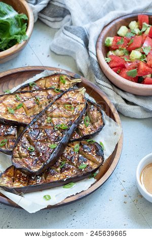 Grilled Eggplant With Miso Glaze Or Nasu Dengaku. Japanese Food