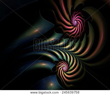 Plasmatic Abstract Fractal . Computer Generated Image Over Black Background