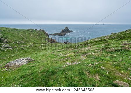 Landscape Of The Lands End - The Most Westerly Point Of England Which Is A Popular Tourist Attractio
