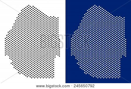 Dot Swaziland Map. Vector Geographic Map On White And Blue Backgrounds. Vector Mosaic Of Swaziland M