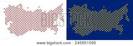 Dotted Ussr Map. Vector Geographic Map On White And Blue Backgrounds. Vector Mosaic Of Ussr Map Comp