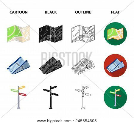 Vacation, Travel, Passport, Globe .rest And Travel Set Collection Icons In Cartoon, Black, Outline, 