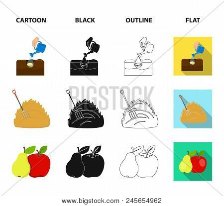Garden, Ecology, Farmingand Other  Icon In Cartoon, Black, Outline, Flat Style. Feed, Plot, Farm, Ic