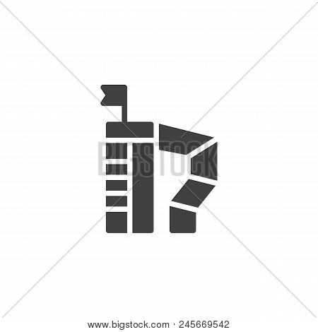 Water Park Slide Vector Icon. Filled Flat Sign For Mobile Concept And Web Design. Pipe Water Slide S