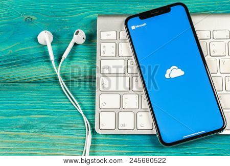 Sankt-petersburg, Russia, June 2, 2018: Microsoft Onedrive Application Icon On Apple Iphone X Screen