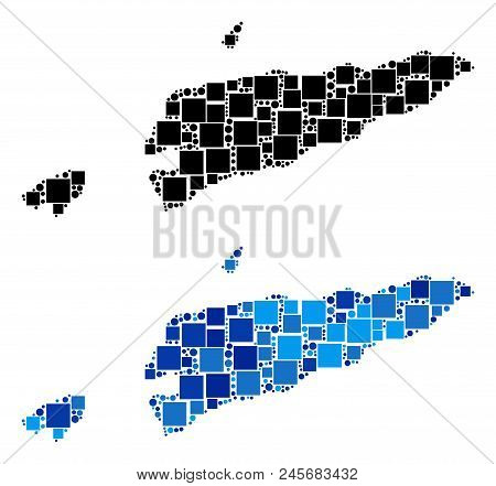 Dot East Timour Map Versions. Abstract Geographic Scheme Version Designed With Blue Color Tones. Vec
