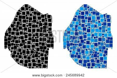 Dot Swaziland Map Variants. Abstract Geographic Map Variant Done With Cold Blue Color Hues. Vector P