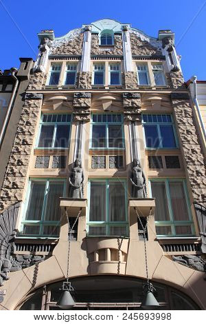 Facade Of An Art Deco Building In The Downtown Of Tallinn, Estonia