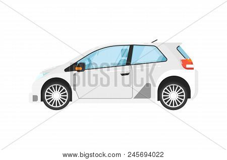 Modern Universal Car Isolatedillustration On White Background. Comfortable Family Hatchback, Auto Ve