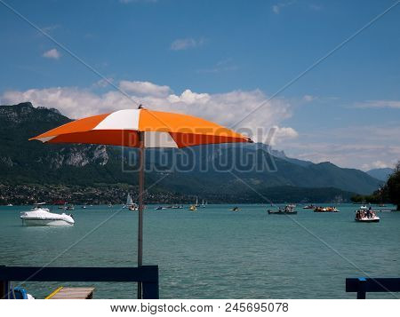 Parasol And View On Lake Annecy, France