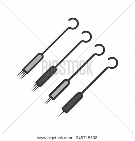 Tattoo Needles Pack Color Icon. Magnum, Round Shader And Liner Needles. Isolated Vector Illustration