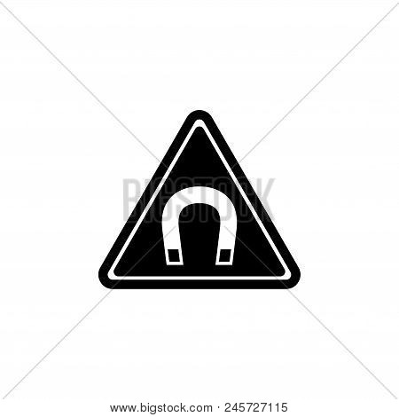 Strong Magnetic Field Warning. Flat Vector Icon Illustration. Simple Black Symbol On White Backgroun
