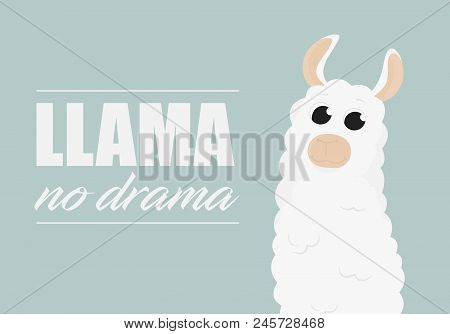 Cartoon Llama. Cute Lama. Alpaca. Card On Colorful Background. Vector Illuatration