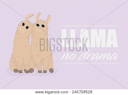 Cartoon Llama. Cute Lama. Alpaca. Card On Colorful Background. Vector Illuatration