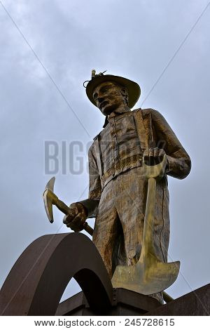 Chisholm, Minnesota, June 16, 2018:  The Iron Man Miners Memorial By John Anderson, Dedicated In 198