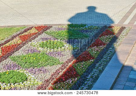 Shadow Of The Monument To Taras Shevchenko, Ukrainian Poet, Writer, Artist, Public And Political Fig