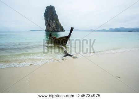 Long Tail Boat Had Anchored In Poda Island, Krabi-thailand