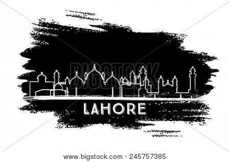Lahore Pakistan City Skyline Silhouette. Hand Drawn Sketch. Business Travel and Tourism Concept with Historic Architecture. Lahore Cityscape with Landmarks.