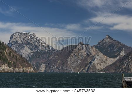 Ebensee Sea And Town In Big Austrian Alps