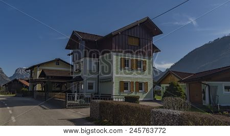 Village Near Ebensee Sea And Town In Big Austrian Alps